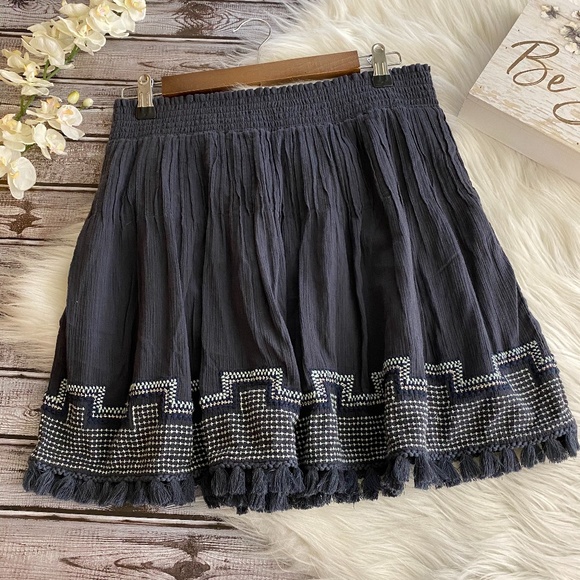 J. Crew Dresses & Skirts - J. Crew Skirt Navy Fringe Trim A-Line, Size M
